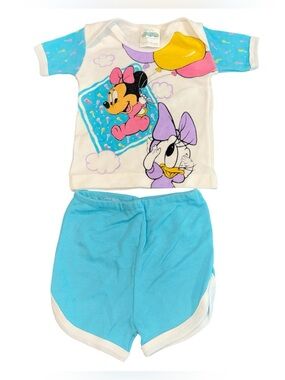 Vintage Disney Babies 0-6 month baby girl outfit set Minnie 80s